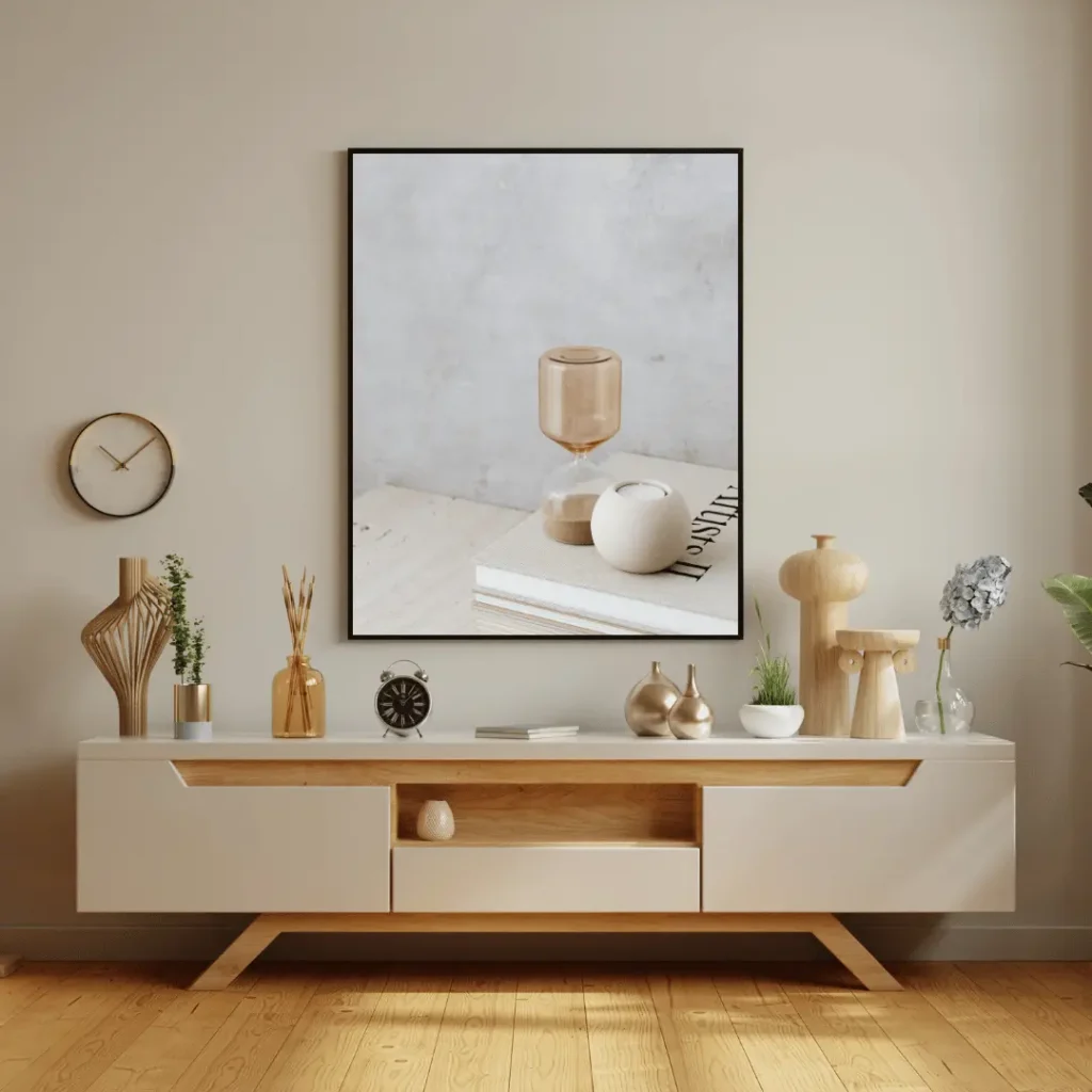 tv console interior wrapping wood finish 1